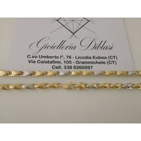 COLLANA In ORO Bicolore GIALLO E ORO BIANCO Unisex Oro 18 KT 750% Made In Italy - 2