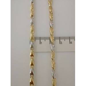 COLLANA In ORO Bicolore GIALLO E ORO BIANCO Unisex Oro 18 KT 750% Made In Italy - 1 2