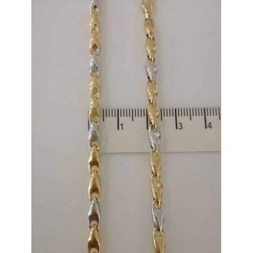 COLLANA In ORO Bicolore GIALLO E ORO BIANCO Unisex Oro 18 KT 750% Made In Italy - 3