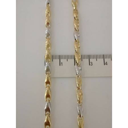 COLLANA In ORO Bicolore GIALLO E ORO BIANCO Unisex Oro 18 KT 750% Made In Italy - 3