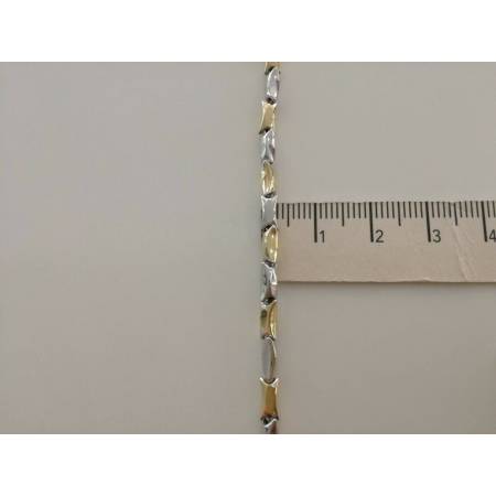 COLLANA Collier Catena Girocollo ORO Bicolor GIALLO BIANCO 18 KT 750% Uomo Donna - 3