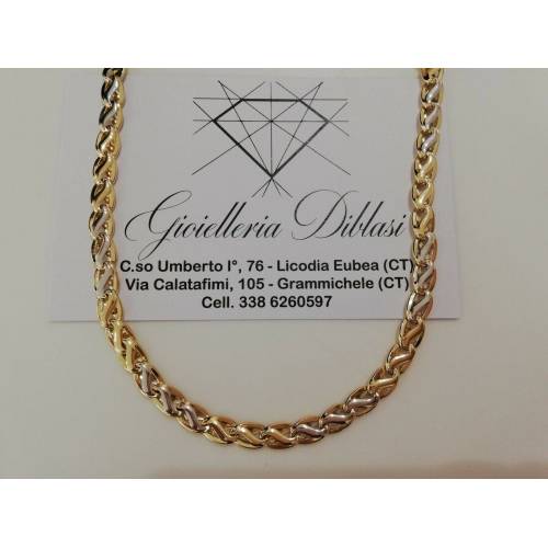 Collana in oro giallo e oro bianco (bicolore) 18kt 750% made in italy - 1