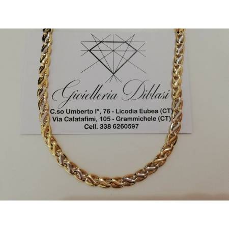 Collana in oro giallo e oro bianco (bicolore) 18kt 750% made in italy - 1