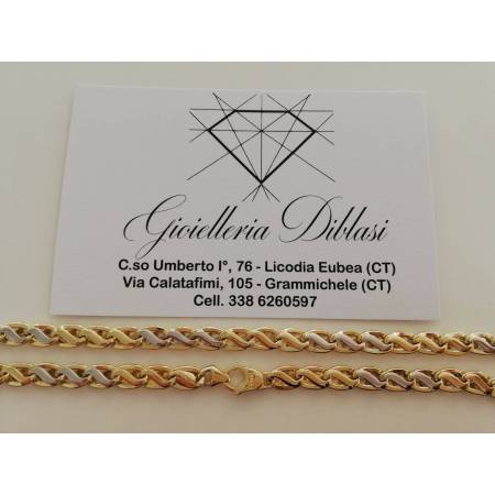Collana in oro giallo e oro bianco (bicolore) 18kt 750% made in italy - 2
