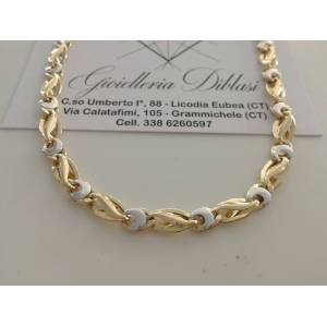 COLLANA COLLIER ORO 18 KT 750% Bicolor GIALLO BIANCO Uomo Donna CATENA Girocollo - 1