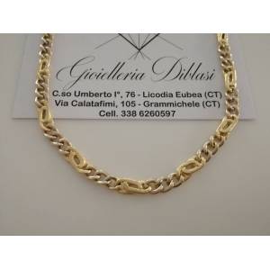 COLLIER COLLANA ORO 18 Karati 750% CATENA Uomo Donna ORO Giallo e Bianco Unisex - 1