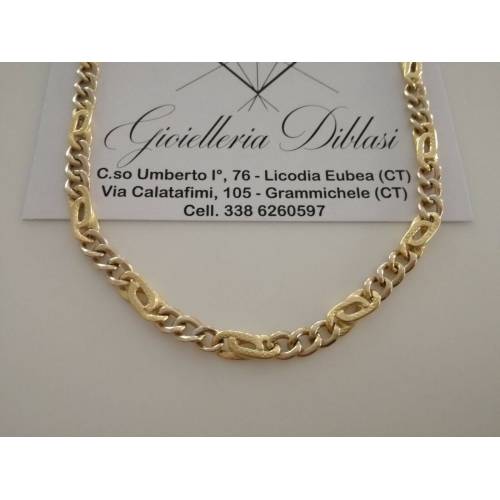 COLLIER COLLANA ORO 18 Karati 750% CATENA Uomo Donna ORO Giallo e Bianco Unisex - 1