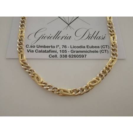 COLLIER COLLANA ORO 18 Karati 750% CATENA Uomo Donna ORO Giallo e Bianco Unisex - 1