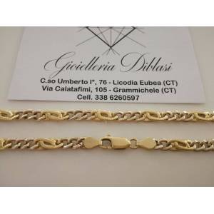 COLLIER COLLANA ORO 18 Karati 750% CATENA Uomo Donna ORO Giallo e Bianco Unisex - 1 2