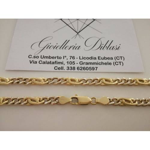 COLLIER COLLANA ORO 18 Karati 750% CATENA Uomo Donna ORO Giallo e Bianco Unisex - 2