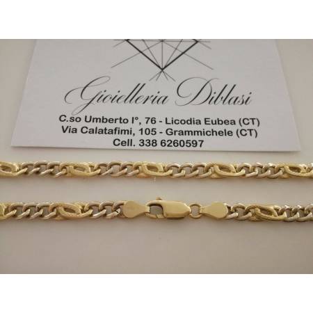 COLLIER COLLANA ORO 18 Karati 750% CATENA Uomo Donna ORO Giallo e Bianco Unisex - 2