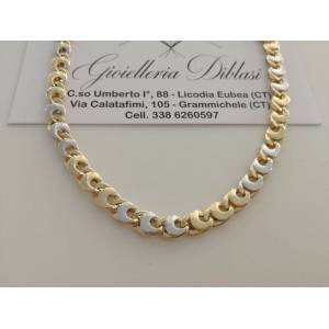 COLLANA COLLIER ORO 18 KT 750% Bicolor GIALLO BIANCO Uomo Donna CATENA Girocollo - 1