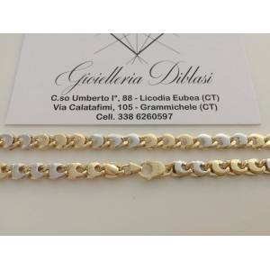 COLLANA COLLIER ORO 18 KT 750% Bicolor GIALLO BIANCO Uomo Donna CATENA Girocollo - 1 2