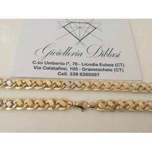COLLANA In ORO Bicolore GIALLO E ORO BIANCO Unisex Oro 18 KT 750% Made In Italy - 1 2