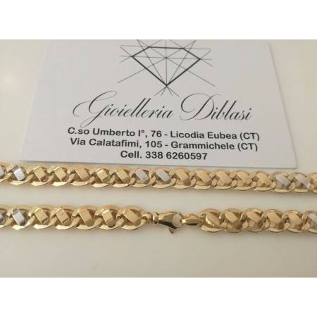 COLLANA In ORO Bicolore GIALLO E ORO BIANCO Unisex Oro 18 KT 750% Made In Italy - 2