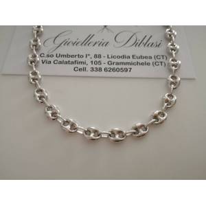 COLLANA Collier ORO BIANCO 18Kt 750% Catena MAGLIA MARINARA Uomo Donna Girocollo - 1