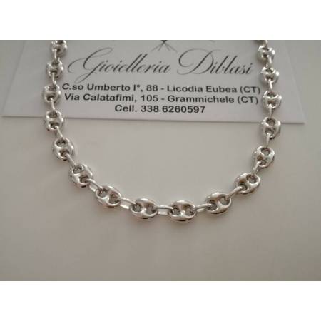 COLLANA Collier ORO BIANCO 18Kt 750% Catena MAGLIA MARINARA Uomo Donna Girocollo - 1
