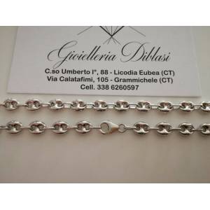 COLLANA Collier ORO BIANCO 18Kt 750% Catena MAGLIA MARINARA Uomo Donna Girocollo - 1 2