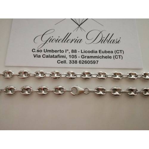COLLANA Collier ORO BIANCO 18Kt 750% Catena MAGLIA MARINARA Uomo Donna Girocollo - 2