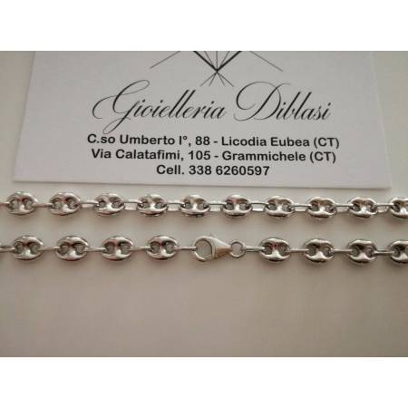 COLLANA Collier ORO BIANCO 18Kt 750% Catena MAGLIA MARINARA Uomo Donna Girocollo - 2