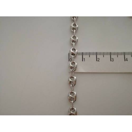 COLLANA Collier ORO BIANCO 18Kt 750% Catena MAGLIA MARINARA Uomo Donna Girocollo - 3