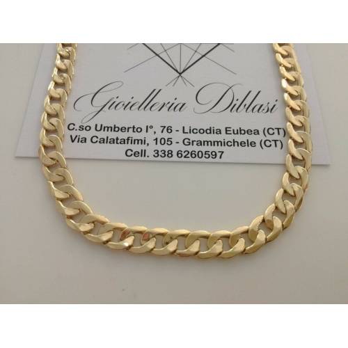 COLLANA Uomo In ORO GIALLO 18 Karati 750%/1000 Collier Catena Grumetta Girocollo - 1