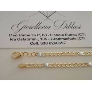 BRACCIALE In ORO 18 Karati 750% Uomo Donna Bicolore GIALLO BIANCO Maglia Catena - 1 2