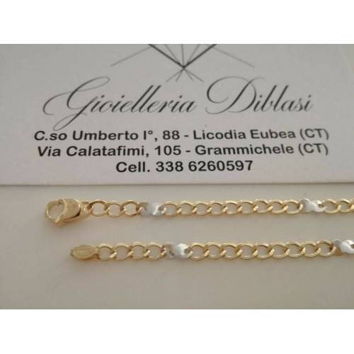 BRACCIALE In ORO 18 Karati 750% Uomo Donna Bicolore GIALLO BIANCO Maglia Catena - 2
