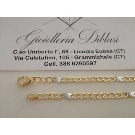 BRACCIALE In ORO 18 Karati 750% Uomo Donna Bicolore GIALLO BIANCO Maglia Catena - 2
