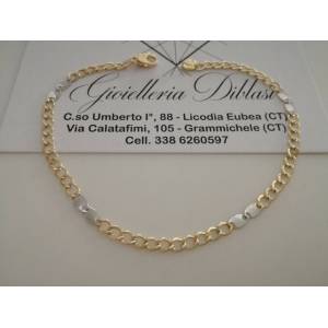 BRACCIALE ORO 18 Kt 750% Uomo Donna Unisex Bicolore GIALLO BIANCO Maglia Catena - 1