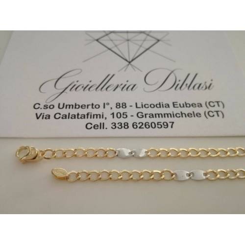 BRACCIALE ORO 18 Kt 750% Uomo Donna Unisex Bicolore GIALLO BIANCO Maglia Catena - 2