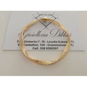 BRACCIALE In ORO GIALLO 18 Karati 750%/1000 MAGLIA ELASTICA Made In Italy - 1