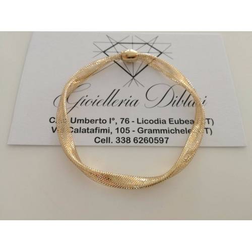 BRACCIALE In ORO GIALLO 18 Karati 750%/1000 MAGLIA ELASTICA Made In Italy - 1