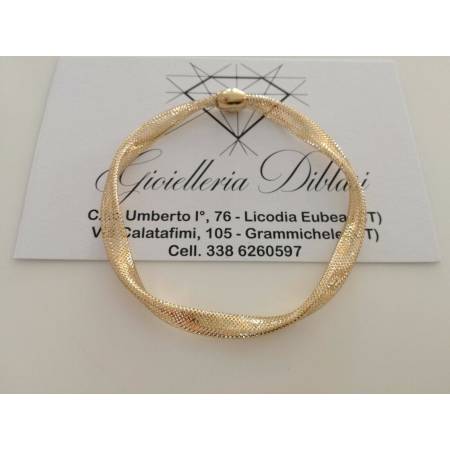 BRACCIALE In ORO GIALLO 18 Karati 750%/1000 MAGLIA ELASTICA Made In Italy - 1