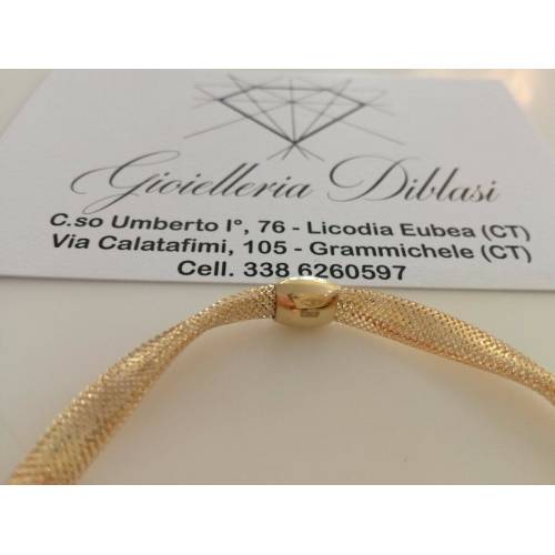 BRACCIALE In ORO GIALLO 18 Karati 750%/1000 MAGLIA ELASTICA Made In Italy - 3