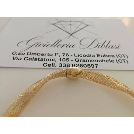 BRACCIALE In ORO GIALLO 18 Karati 750%/1000 MAGLIA ELASTICA Made In Italy - 3