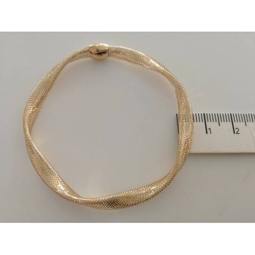 BRACCIALE In ORO GIALLO 18 Karati 750%/1000 MAGLIA ELASTICA Made In Italy - 4
