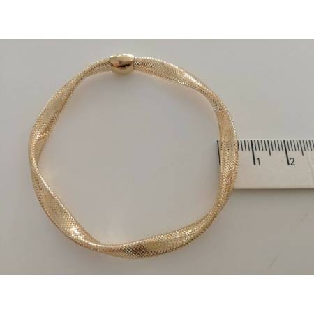 BRACCIALE In ORO GIALLO 18 Karati 750%/1000 MAGLIA ELASTICA Made In Italy - 4