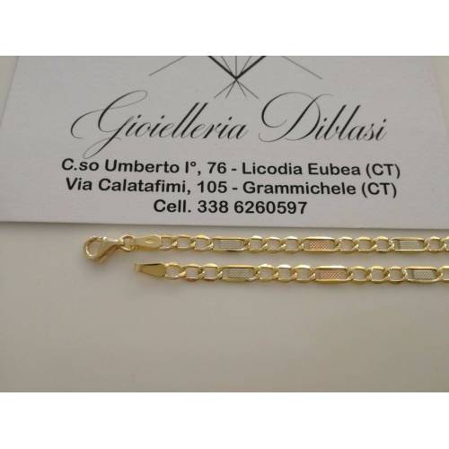 BRACCIALE ORO GIALLO BIANCO ROSSO 18 Karati 750% Uomo Donna Maglia Catena Italia - 2