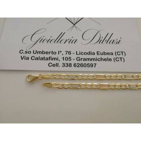 BRACCIALE ORO GIALLO BIANCO ROSSO 18 Karati 750% Uomo Donna Maglia Catena Italia - 2