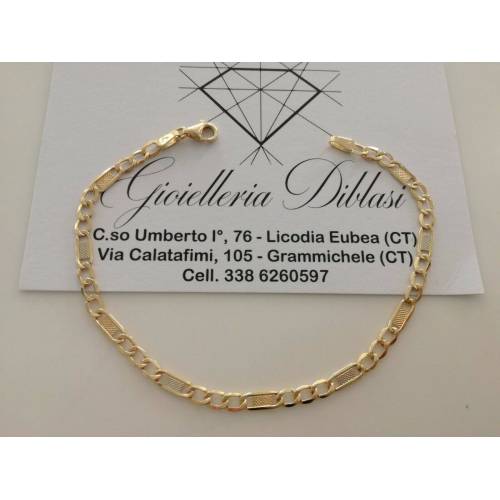 BRACCIALE In ORO Bicolore GIALLO E BIANCO 18 KT 750% CATENA Unisex Made In Italy - 1