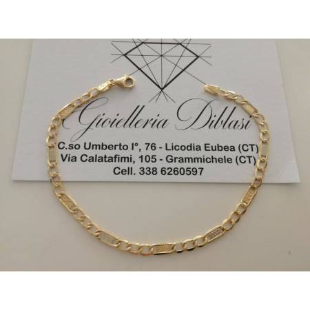 BRACCIALE In ORO Bicolore GIALLO E BIANCO 18 KT 750% CATENA Unisex Made In Italy - 1