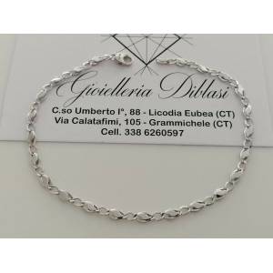 BRACCIALE ORO BIANCO 18 Karati Uomo Donna Unisex 750%/1000 Maglia CATENA Italia - 1