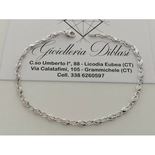 BRACCIALE ORO BIANCO 18 Karati Uomo Donna Unisex 750%/1000 Maglia CATENA Italia - 1