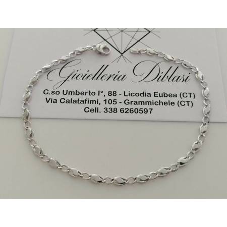 BRACCIALE ORO BIANCO 18 Karati Uomo Donna Unisex 750%/1000 Maglia CATENA Italia - 1