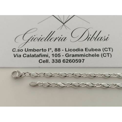 BRACCIALE ORO BIANCO 18 Karati Uomo Donna Unisex 750%/1000 Maglia CATENA Italia - 2