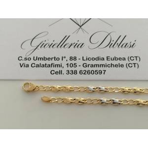 BRACCIALE In ORO 18 Karati 750% Uomo Donna Bicolore GIALLO BIANCO Maglia Catena - 1 2