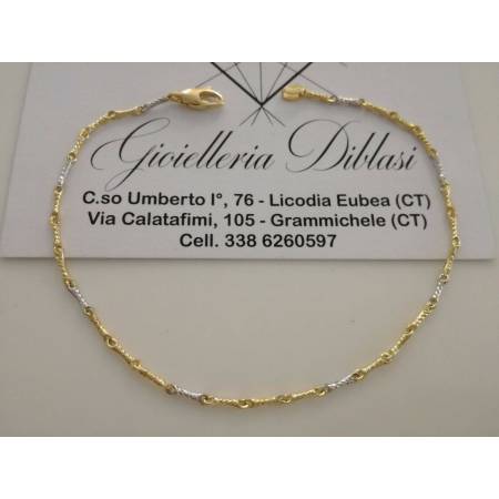 BRACCIALE In ORO Bicolore GIALLO e BIANCO Unisex Oro 18 KT 750% Made In Italy - 1