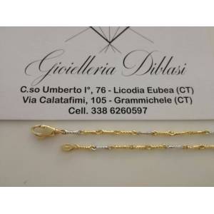 BRACCIALE In ORO Bicolore GIALLO e BIANCO Unisex Oro 18 KT 750% Made In Italy - 1 2