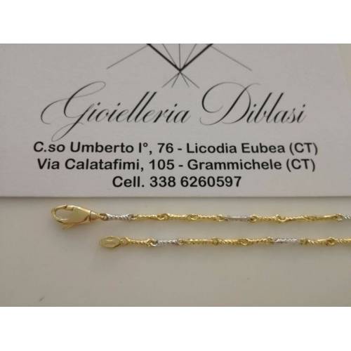 BRACCIALE In ORO Bicolore GIALLO e BIANCO Unisex Oro 18 KT 750% Made In Italy - 2